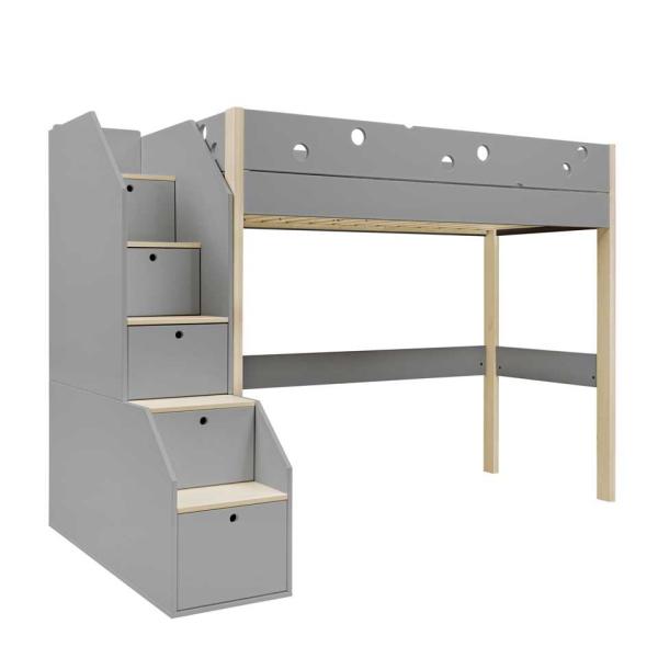 Funflex Hochbett mit Treppe – Einzelbett 90cm